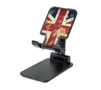 Folding Cell Phone Stand for Desk - Height Adjustable Cell Phone Holder Portable Cellphone Cradle for Office Vintage Union Jack British Flag Phone Stand Desktop Tablet Stand/ipad Stand, Black
