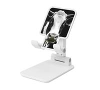 Folding Cell Phone Stand for Desk - Height Adjustable Cell Phone Holder Portable Cellphone Cradle for Office Animal Funny Cow Head Black White Phone Stand Desktop Tablet Stand/ipad Stand, White