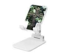 Folding Cell Phone Stand for Desk - Height Adjustable Cell Phone Holder Portable Cellphone Cradle for Office Black cross among green flowers Phone Stand Desktop Tablet Stand/ipad Stand, White