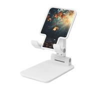 Folding Cell Phone Stand for Desk - Height Adjustable Cell Phone Holder Portable Cellphone Cradle for Office Autumn leaves flying in the misty forest Phone Stand Desktop Tablet Stand/ipad Stand, White