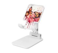 Folding Cell Phone Stand for Desk - Height Adjustable Cell Phone Holder Portable Cellphone Cradle for Office Butterfly drip spray watercolor Phone Stand Desktop Tablet Stand/ipad Stand, White