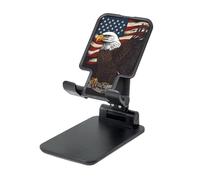 Folding Cell Phone Stand for Desk - Height Adjustable Cell Phone Holder Portable Cellphone Cradle for Office USA Patriotic Eagle with American Flag Phone Stand Desktop Tablet Stand/ipad Stand, Black