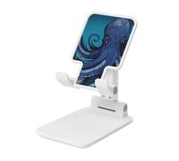 Folding Cell Phone Stand for Desk - Height Adjustable Cell Phone Holder Portable Cellphone Cradle for Office Blue octopus tentacles illustration Phone Stand Desktop Tablet Stand/ipad Stand, White