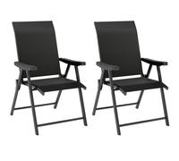 Folding Chair 2pcs Black Steel Frame Breathable Mesh 56x73x97cm Foldable Arms x2