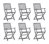 Folding Chair 54x57x91cm Solid Acacia Wood Grey Wash Outdoor Patio 2pcs Compact