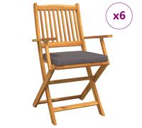 Folding Chair 6 pcs Grey 49 x 57.5 x 92cm Solid Acacia wood