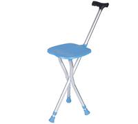 folding chair, Foldable Walking Cane Stool 5-Gear Height Adjustable Aluminum Alloy Blue 24x(87-97) cm