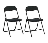 Folding Dining Chair Black Velvet 48x44x78cm Foam Padded Foldable 2pcs Built-in