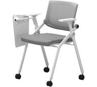 Folding Chair Folding Chairs With Arms Company Training Chair With Writing Board, Conference Room Movable Backrest Chair, School Teacher Breathable Office Chair, Load Bearing 100kg/220lbs(Gray color)