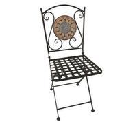 Folding Chair Prato Black Powder Coated Metal Hand Laid Mosaic Solid