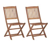 vidaXL 2x Solid Acacia Wood Folding Outdoor Chairs Wooden Dining Seat Garden