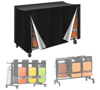 Folding Chair Storage Cover, Waterproof Dustproof Oxford Fabric 186Lx89Wx107H cm Indoor Outdoor Trolley Rack Protector, Black(Black 600D PVC)