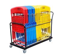 Folding Chair Storage Rack Cart, Heavy Duty Trolley with Locking Wheels, Holds 16-20 Chairs, Anti-Fall Design, Dual Handles