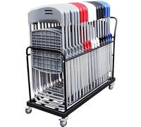 Folding Chair Storage Rack Cart with Locking Rubber Wheels, Holds 16-20 Chairs, Ideal for Easy Transport and Space Saving Trolley System