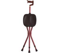 folding chair, Walking Cane with Seat Foldable Height Adjustable 5 Gears Lightweight 0.98kg Aluminum Frame 150kg Capacity Red