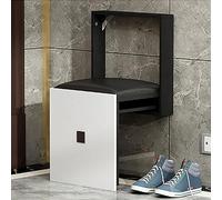 Folding Chair Wall-Mounted Invisible Shoe-Changing Stool with PU Leather, Fold down Shower Seat Wall Mounted, Shoe Changing Stool for Entrance Hall Restroom Living Room,B