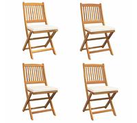 Folding Chair with Cushion Solid Acacia wood Outdoor Seating Garden Chair vidaX