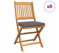 Folding Chair with Cushion Solid Acacia wood Outdoor Seating Garden Chair vidaX