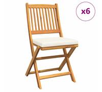 Folding Chair with Cushion Solid Acacia wood Outdoor Seating Garden Chair vidaX