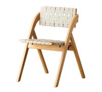Folding Chair with Saddle Leather Seat, Curved Backrest, Space-Saving Design, Triangular Load-Bearing Structure, Hardware Fittings, Portable Folding Stool