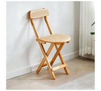 Folding Chair with Solid Wood Frame Rattan Backrest & Seat X-shaped Load-bearing Design Wider Seat Surface Secure Latch Portable Stool for Home & Outdoor Use
