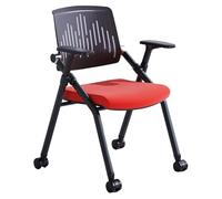 Folding Chair with Wheels - Mesh Back Office & Training Chair, Commercial Conference Seating with Armrest for Waiting Rooms