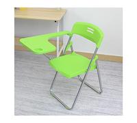 folding chair with writing board and tablet function, armrests, stackable office chair with iron frame and backrest, ideal for schools, kindergartens and playrooms - Green