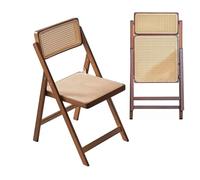 Folding Chair Wooden with Backrest Foldable Chair Outdoor 330lbs Weight Capacity Folding Dining Chairs Fold up Chair Camping Lounge Chair for Bedroom Conference Chairs for Reading Guest(Walnut)