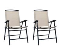 Folding Chairs 2 pcs Texilene Cream vidaXL