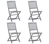 Folding Chairs 4pc Grey Solid Acacia Wood 54 x 57 x 91 cm Outdoor for Garden Set