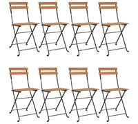 Folding Chairs 8 pcs Solid Wood Teak and Steel vidaXL