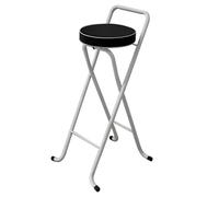 Folding Chairs,Folding Bar Stool, Counter Tall Stools with Backrest, Portable Kitchen Chair with Padded Seats for Adults Dining Room Garden (Color : Black, Size : 81cm/32in)