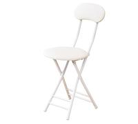 Folding Chairs,Folding Bar Stool with Backrest, 18.5Inch/47cm Round Padded Counter Height Collapsible Chair, Portable High Stool for Kitchen Home Garden Outdoor Camping (Color : White)