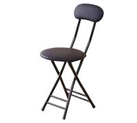 Folding Chairs,Folding Bar Stool with Backrest, 18.5Inch/47cm Round Padded Counter Height Collapsible Chair, Portable High Stool for Kitchen Home Garden Outdoor Camping (Color : Black)
