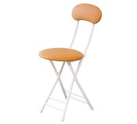 Folding Chairs,Folding Bar Stool with Backrest, 18.5Inch/47cm Round Padded Counter Height Collapsible Chair, Portable High Stool for Kitchen Home Garden Outdoor Camping (Color : Orange)