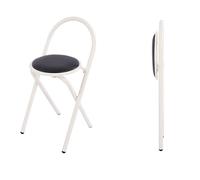 Folding Chairs,Folding Breakfast Stool with Backrest, Cushioned Padded Fold Up Chair 18 inch/46cm, Portable Lightweight Collapsible Padded Round Stool for Home Indoor Garden Office (Color :