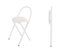 Folding Chairs,Folding Breakfast Stool with Backrest, Cushioned Padded Fold Up Chair 18 inch/46cm, Portable Lightweight Collapsible Padded Round Stool for Home Indoor Garden Office (Color :