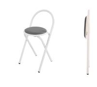 Folding Chairs,Folding Breakfast Stool with Backrest, Cushioned Padded Fold Up Chair 18 inch/46cm, Portable Lightweight Collapsible Padded Round Stool for Home Indoor Garden Office (Color :