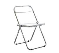 Folding Chairs Indoor - Modern Acrylic Stackable Crystal Seat with Chrome Frame - Multifunctional Transparent Furniture for Living Room and Outdoor Use (Color : Black)