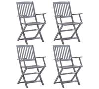 Folding Chairs Set of 4 Solid Acacia Wood Grey Wash 54x57x91cm Outdoor Patio Eco