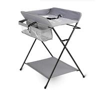 Folding Changing Table Height Adjustable Folding Changing Table with/without Wheels, Mobile Changing Table with Changing Mat, Safety Belt and Storage Compartments, Suitable for Babies and Toddlers (a)