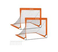 Folding Children's Soccer Goal Set of 2 Red, Orange