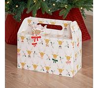 Folding Christtmas Gift Box 2pk - Natural Reindeer - Take Your Christtmas Gift Giving Game to the Next Level With This - Easy to Assemble and Perfect for Carrying Your Festive Treats Around in