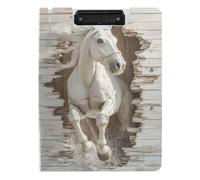 Folding Clipboard 3D Wooden Wall Animal Horse A4 Clipboard Padfolio Two Metal Clips Pen Holder School Clip Board with Cover