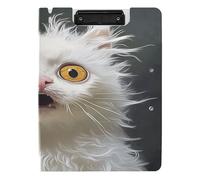 Folding Clipboard A4 Clipboard Binder Two Metal Clips Pen Holder Nursing Clip Board with Cover Cartoon Funny LaPerm Cats Fear