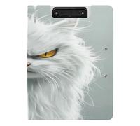 Folding Clipboard A4 Clipboard Binderfolio Double Clips Pen Holder Nursing Clip Board with Cover Cartoon Funny Turkish Angora Cats Anger