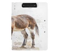 Folding Clipboard A4 Clipboard Clipfolio Double Metal Clips Pen Holder School Clip Board with Hard Cover Mighty Donkey White