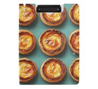 Folding Clipboard A4 Clipboard Clipfolio Two Metal Clips Pen Holder Nursing Clip Board with Hard Cover Portuguese Egg Tarts Movie Style
