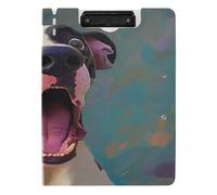 Folding Clipboard A4 Clipboard Folio Binder Double Clips Pen Holder Nursing Clip Board with Cover Cartoon Funny Great Dane Dogs Fear