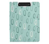 Folding Clipboard Abstract Circle Drawed Bold Lines Green A4 Clipboard Binderfolio Double Metal Clips Pen Holder Office Clip Board with Cover